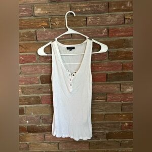 Kenneth Cole Cream Fitted Sleeveless Tank Top